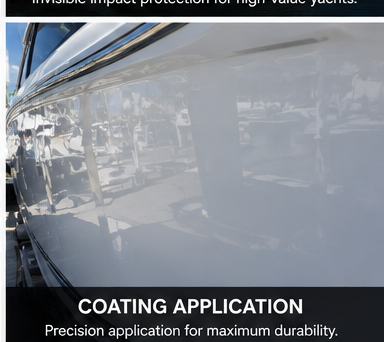 Precision ceramic coating application on a glossy hull