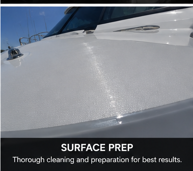 Boat surface being thoroughly prepped and cleaned